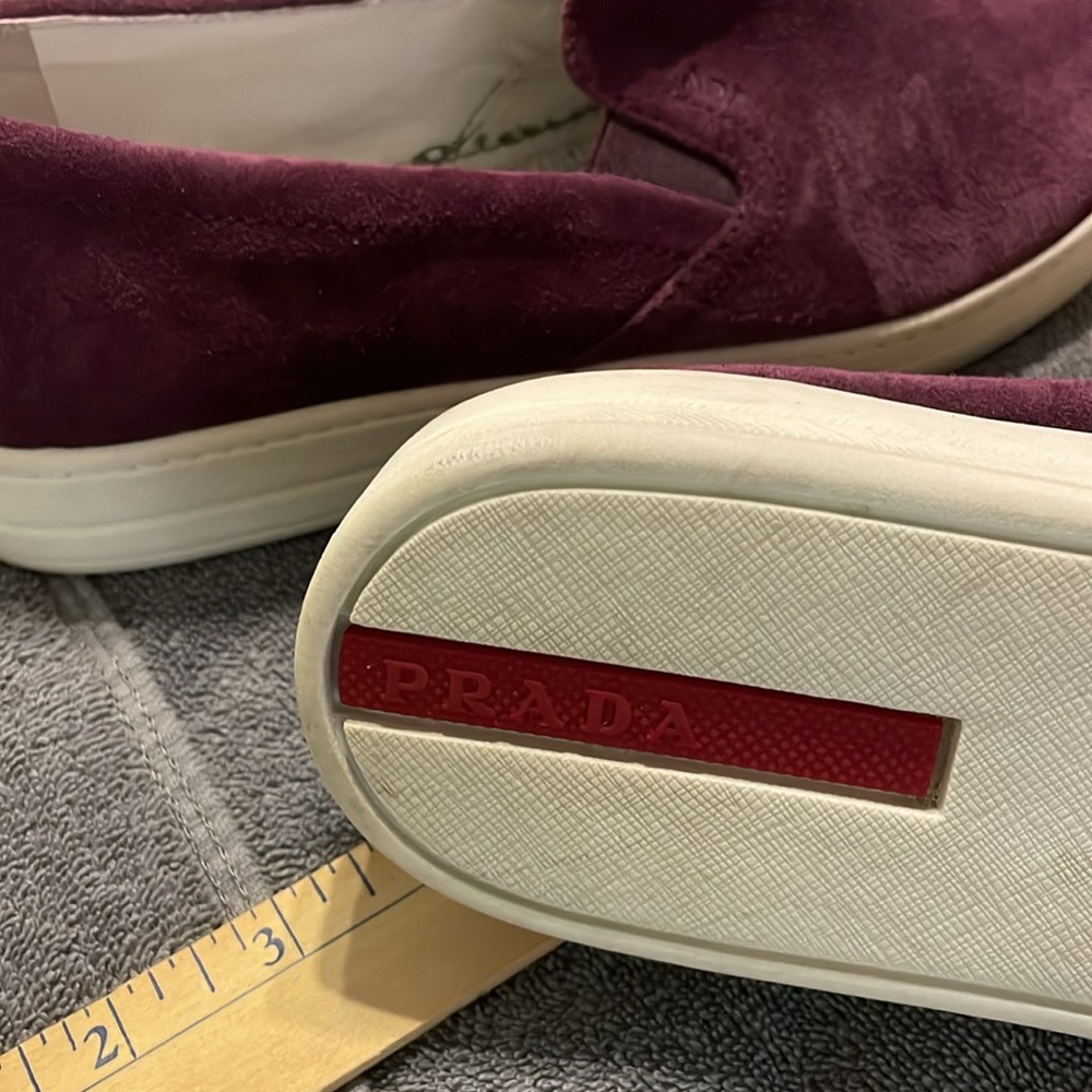 Prada Plum Purple Women’s Suede slip on shoes size EUR 37.5 / US 7.5 - 8 - Picture 8 of 10